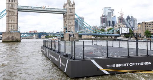 Hennessy x NBA · floating court on the Thames
