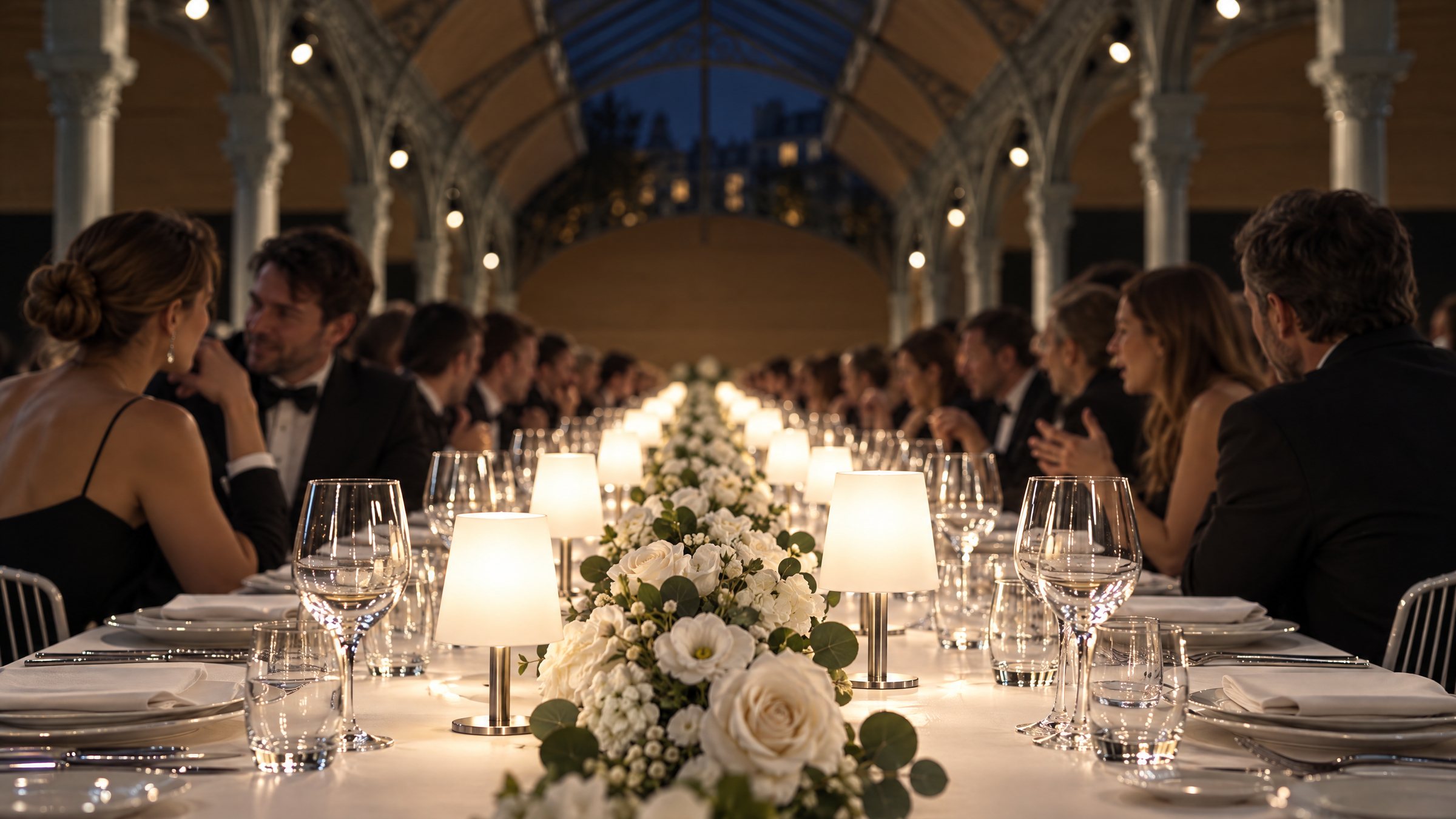 La table, en enfilade.