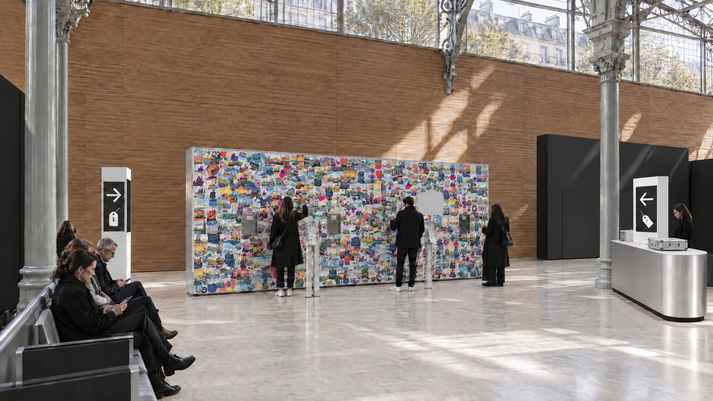 Le mur d'étiquettes.